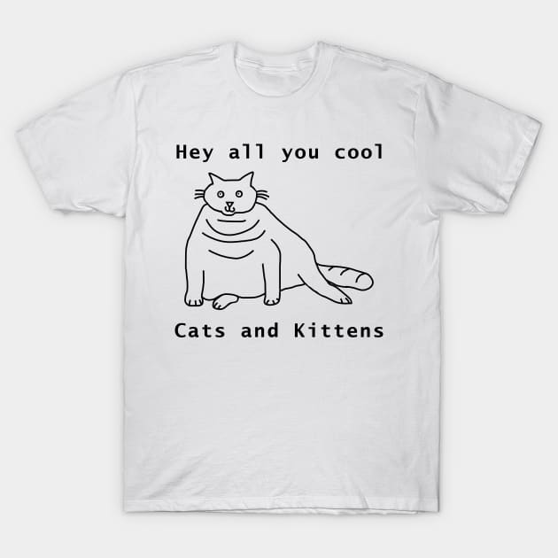 Cool Chonk Cat Line Drawing T-Shirt by ellenhenryart